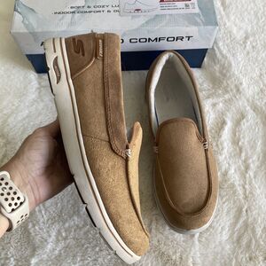 Skechers Men's Sz 9.5 Go Walk Arch Fit‎ Lounge Slip On Boat Shoe Brown Washable